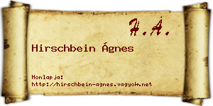 Hirschbein Ágnes névjegykártya